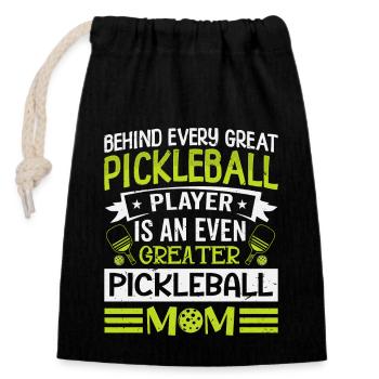 Behind Every Pickleball Player Is A Greater Mom - Verschließbarer Geschenkbeutel aus Baumwolle (14x20cm) - Schwarz - Vorne