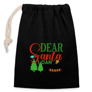 Dear Santa I can explain - Verschließbarer Geschenkbeutel aus Baumwolle (14x20cm) - Schwarz - Vorne