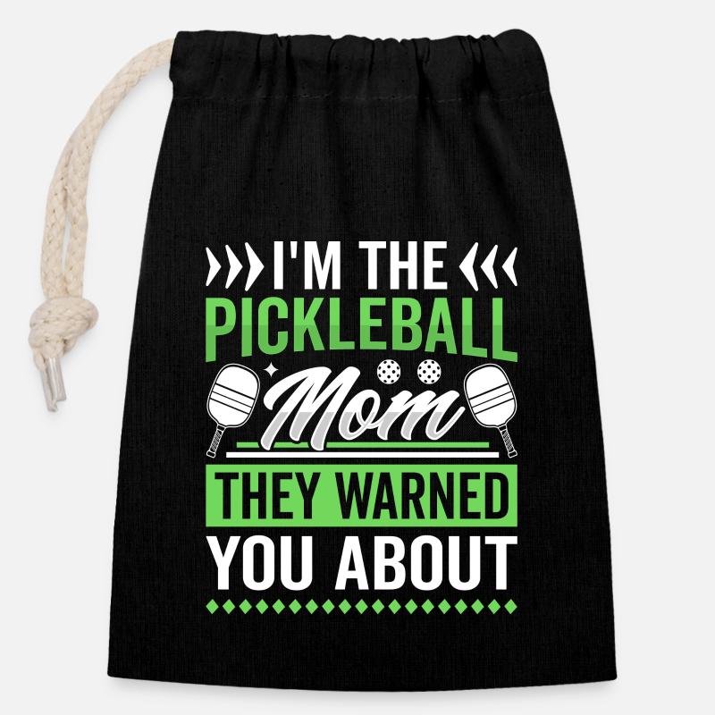 I'm The Pickleball Mom They Warned You About - Verschließbarer Geschenkbeutel aus Baumwolle (14x20cm) - Schwarz