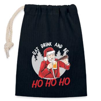 hohoho Eat and Drink Santa - Closable cotton gift bag (14x20cm) - navy - Front