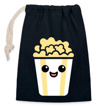 Humour pot de popcorn - Sac cadeau en coton avec cordon (14 x 20 cm) - bleu marine - Devant