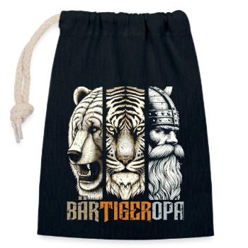 Barbu Grand-père Ours Tigre Grand-père Cadeau Barbe Porteur de barbe - Sac cadeau en coton avec cordon (14 x 20 cm) - bleu marine - Devant