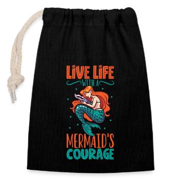 Sirène Reine, Mer, Royal, Océan, Monarque - Sac cadeau en coton avec cordon (14 x 20 cm) - noir - Devant