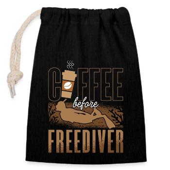 Freediving Coffee Before Apnea Diver Coffee Lover - Verschließbarer Geschenkbeutel aus Baumwolle (14x20cm) - Schwarz - Vorne