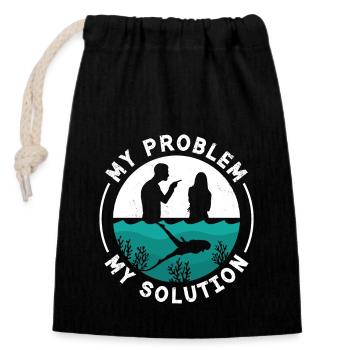 Freediving My Problem My Pictogram Mom Dad Diving - Verschließbarer Geschenkbeutel aus Baumwolle (14x20cm) - Schwarz - Vorne