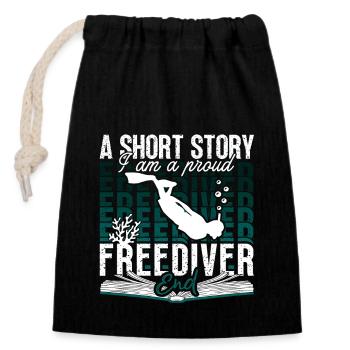 Freediving A Short Story I Am A Proud Apnea Diver - Verschließbarer Geschenkbeutel aus Baumwolle (14x20cm) - Schwarz - Vorne