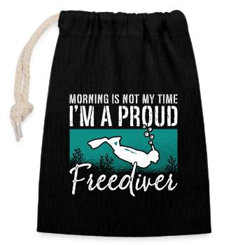 Freediving Morning Is Not My Time I'm A Deep Diver - Verschließbarer Geschenkbeutel aus Baumwolle (14x20cm) - Schwarz - Vorne
