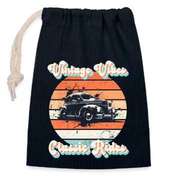 Vintage-Vibes, klassische Fahrgeschäfte - Verschließbarer Geschenkbeutel aus Baumwolle (14x20cm) - Navy - Vorne