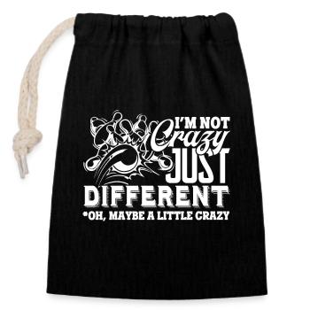 Bowling I'm Not Crazy Just Different And Crazy - Closable cotton gift bag (14x20cm) - black - Front