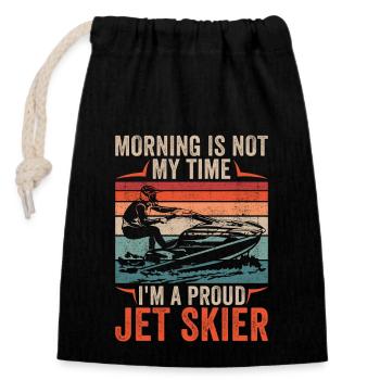 Jet skieur Le matin n’est pas mon heure, je suis un amateur de jet ski - Sac cadeau en coton avec cordon (14 x 20 cm) - noir - Devant