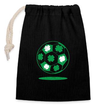 Football Ireland Shamrock Irish St Patrick's Day - Closable cotton gift bag (14x20cm) - black - Front