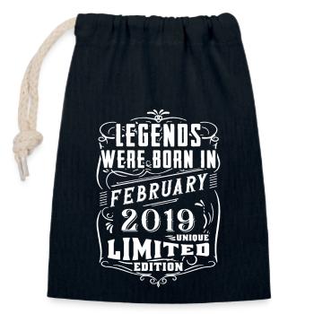 Birthday February 2019 year Limited Edition - Closable cotton gift bag (14x20cm) - navy - Front