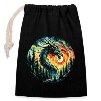 Sunrise with dragon - Closable cotton gift bag (14x20cm) - black - Front