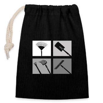 Jardinier Agriculteur Paysagiste Jardinier Jardin de plantes - Sac cadeau en coton avec cordon (14 x 20 cm) - noir - Devant