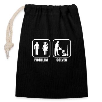 Gardener, Farmer, Landscaper, Garden Problem - Closable cotton gift bag (14x20cm) - black - Front