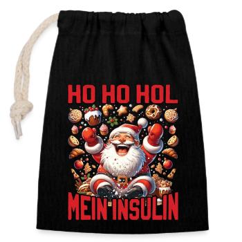 Ho Ho Hold My Blood Sugar Level - Diabetes Spruch - Verschließbarer Geschenkbeutel aus Baumwolle (14x20cm) - Schwarz - Vorne