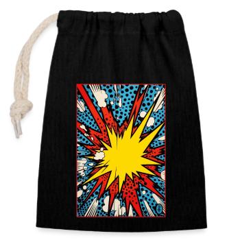 A Pop Art Cartoon Explosion: Boom! - Closable cotton gift bag (14x20cm) - black - Front