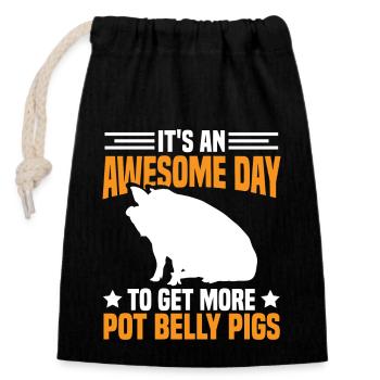 Pot Belly Pig Harnais et laisse Pot Belly Pig - Sac cadeau en coton avec cordon (14 x 20 cm) - noir - Devant