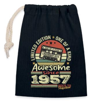 Jahrgang 1957 Original Retro Jubiläumsgeschenk - Verschließbarer Geschenkbeutel aus Baumwolle (14x20cm) - Navy - Vorne