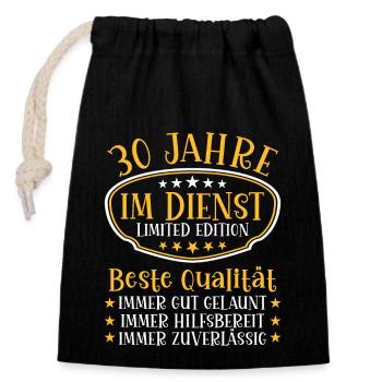 30 Jahre im Dienst 30 Jähriges Dienstjubiläum - Verschließbarer Geschenkbeutel aus Baumwolle (14x20cm) - Schwarz - Vorne