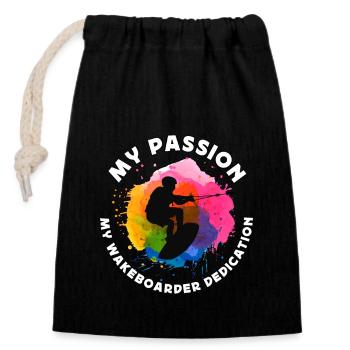 Wakeboarder My Passion My Wakeboarder Wakeboarding - Closable cotton gift bag (14x20cm) - black - Front