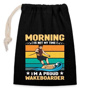 Wakeboarder Le matin n’est pas mon heure Sports nautiques - Sac cadeau en coton avec cordon (14 x 20 cm) - noir - Devant