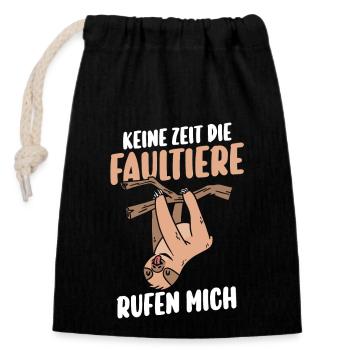 Faultier - Verschließbarer Geschenkbeutel aus Baumwolle (14x20cm) - Schwarz - Vorne