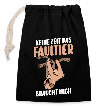 Faultier - Verschließbarer Geschenkbeutel aus Baumwolle (14x20cm) - Schwarz - Vorne