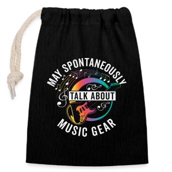 May Spontaneously Talk About Music Gear - Closable cotton gift bag (14x20cm) - black - Front