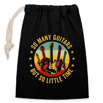 So Many Guitars, But So Little Time - Closable cotton gift bag (14x20cm) - black - Front