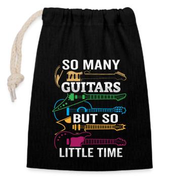 So Many Guitars, But So Little Time - Closable cotton gift bag (14x20cm) - black - Front