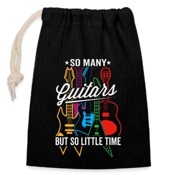 So Many Guitars, But So Little Time - Closable cotton gift bag (14x20cm) - black - Front