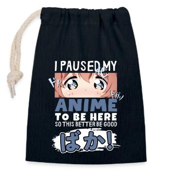 J’ai mis mon anime en pause pour être là BAKA ! Kawaii Otaku - Sac cadeau en coton avec cordon (14 x 20 cm) - bleu marine - Devant