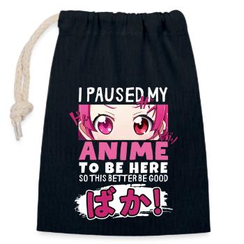 J’ai mis mon anime en pause pour être là BAKA ! Kawaii Otaku - Sac cadeau en coton avec cordon (14 x 20 cm) - bleu marine - Devant
