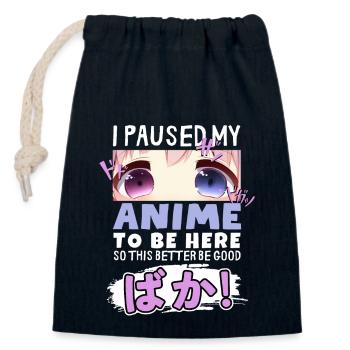 J’ai mis mon anime en pause pour être là BAKA ! Kawaii Otaku - Sac cadeau en coton avec cordon (14 x 20 cm) - bleu marine - Devant