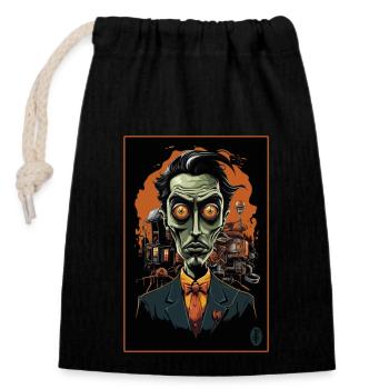 Cartoon: Attractive, smart, brilliant vampire - Closable cotton gift bag (14x20cm) - black - Front