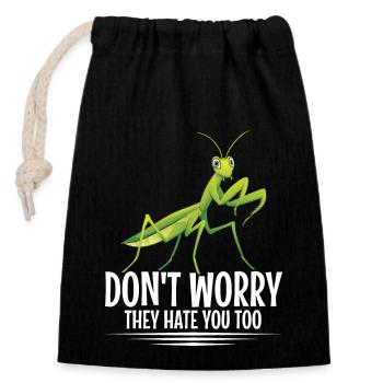 Enclos alimentaire de costume de mante religieuse - Sac cadeau en coton avec cordon (14 x 20 cm) - noir - Devant