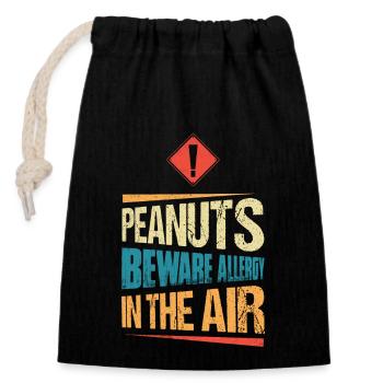 Peanuts Beware Allergy in The Air Awareness Nut Al - Verschließbarer Geschenkbeutel aus Baumwolle (14x20cm) - Schwarz - Vorne