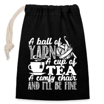 Crocheting Crocheting A Ball Of Yarn - Closable cotton gift bag (14x20cm) - black - Front