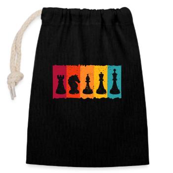 Retro Vintage Schach Spieler Stück Strategisches - Verschließbarer Geschenkbeutel aus Baumwolle (14x20cm) - Schwarz - Vorne