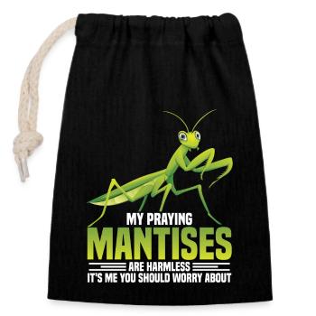 Enclos alimentaire de costume de mante religieuse - Sac cadeau en coton avec cordon (14 x 20 cm) - noir - Devant