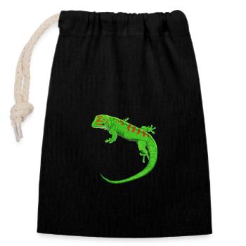 Dessin - Gecko de Madagascar - Sac cadeau en coton avec cordon (14 x 20 cm) - noir - Devant