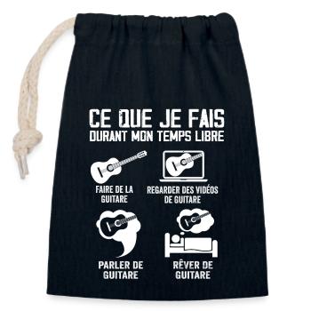 Ce que je fais durant mon temps libre Guitare - Sac cadeau en coton avec cordon (14 x 20 cm) - bleu marine - Devant