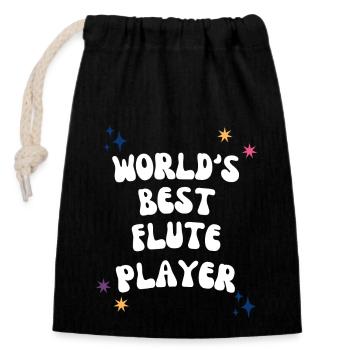 World's Best Flute Player - Closable cotton gift bag (14x20cm) - black - Front