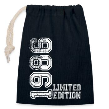Édition limitée 1986 - Sac cadeau en coton avec cordon (14 x 20 cm) - bleu marine - Devant