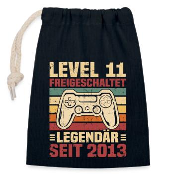 Level 11 freigeschaltet legendär seit 2013 - Verschließbarer Geschenkbeutel aus Baumwolle (14x20cm) - Navy - Vorne
