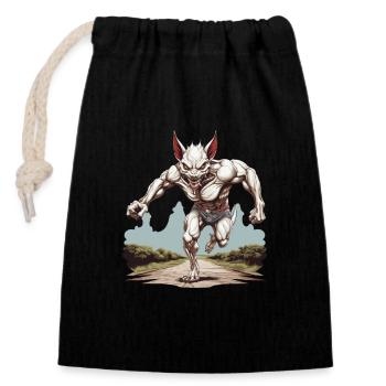 Cryptozoologistes, marathoniens, coureurs de course - Sac cadeau en coton avec cordon (14 x 20 cm) - noir - Devant