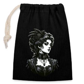 Élégante dame gothique : grâce victorienne - Sac cadeau en coton avec cordon (14 x 20 cm) - noir - Devant