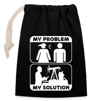 Oil Rig Worker My Problem My Pictogram Dad Mom - Verschließbarer Geschenkbeutel aus Baumwolle (14x20cm) - Schwarz - Vorne
