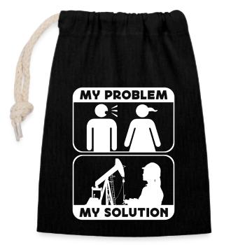 Oil Rig Worker My Problem My Pictogram Mom Dad - Verschließbarer Geschenkbeutel aus Baumwolle (14x20cm) - Schwarz - Vorne